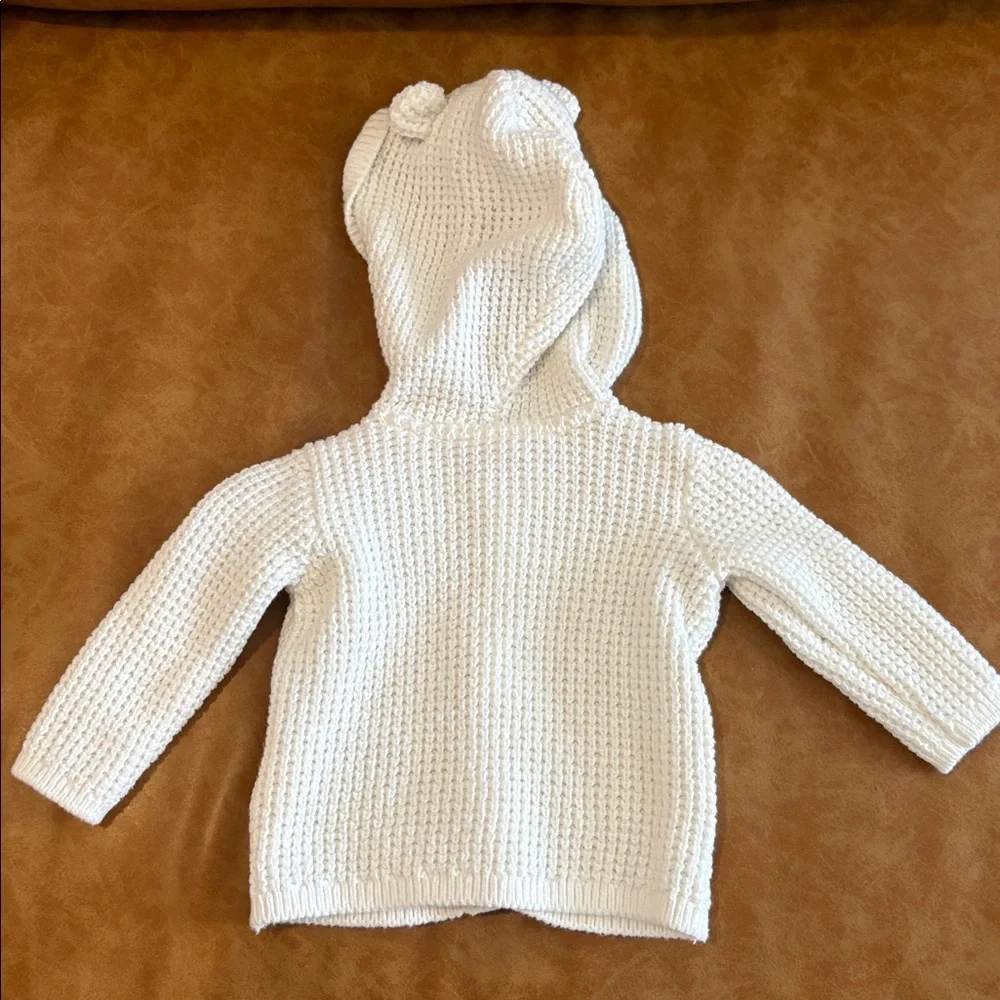 Carter’s Cozy White Knit Baby Hoodie - Knitted with Ears - Size 3 month